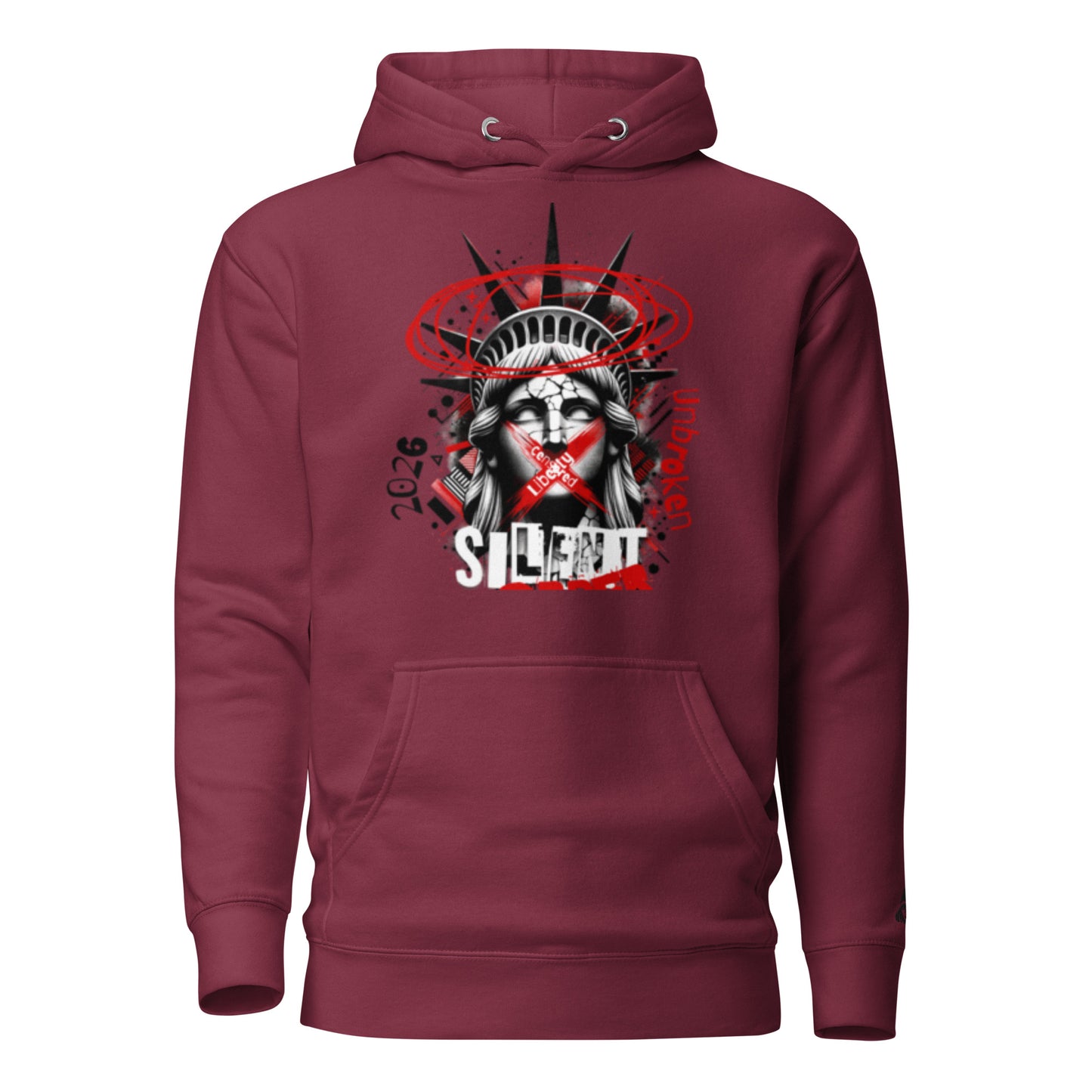 Muted Freedom Limited Edition Premium Luxury Series Front Graphic Pullover Hoodie - White Logo Series - Unisex