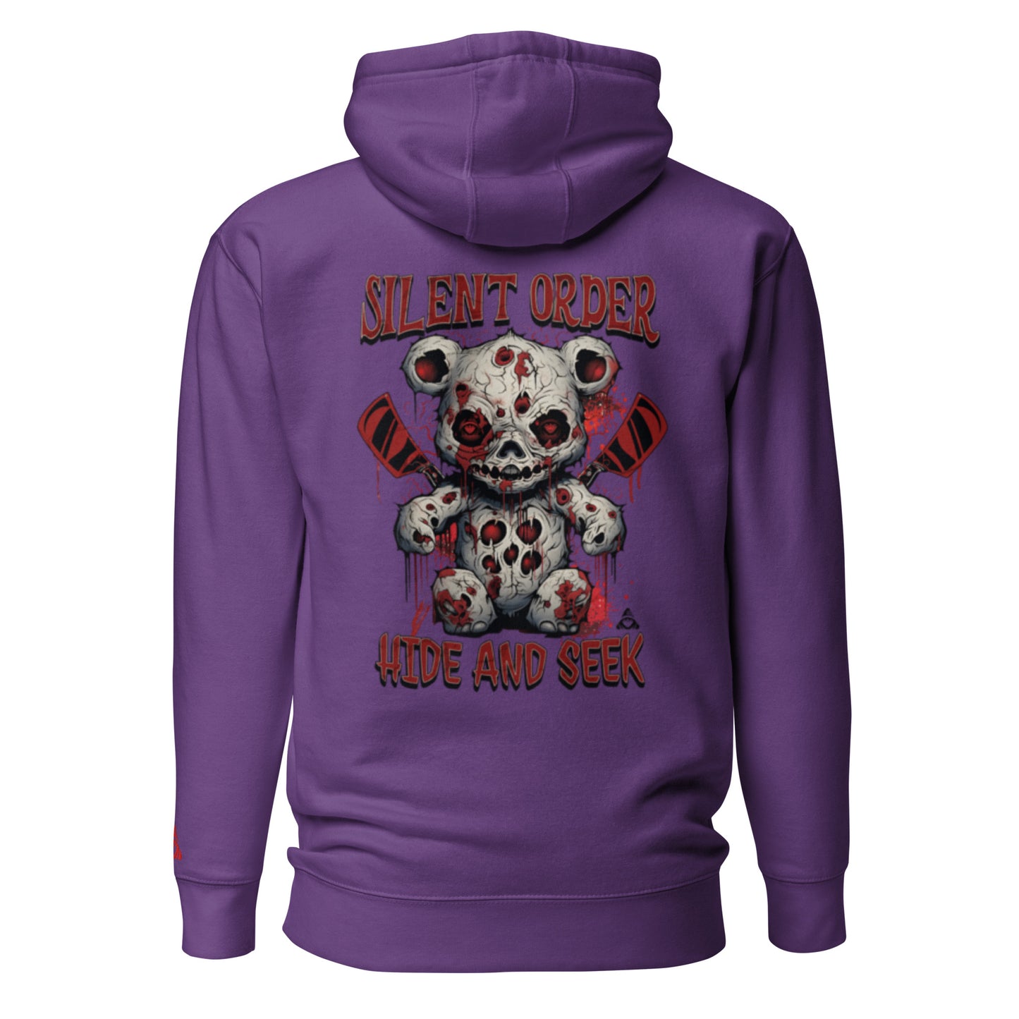Hide and Seek Limited Edition Premium Luxury Back Graphic Hoodie - Red Logo Series - By Silent Order Apparel Brand - Unisex