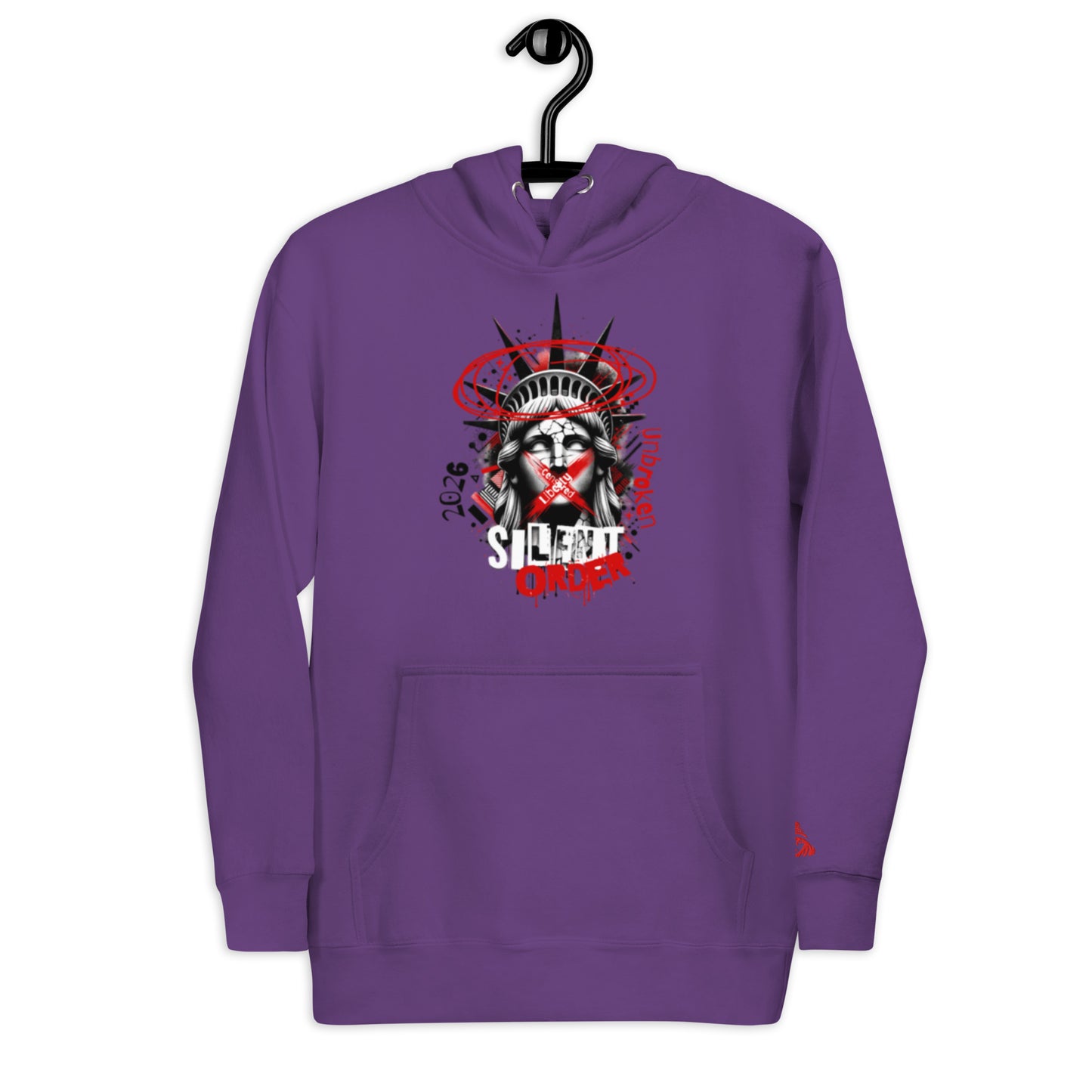 Muted Freedom Limited Edition Premium Luxury Series Front Graphic Pullover Hoodie - Red Logo Series - By Silent Order Apparel Brand - Unisex