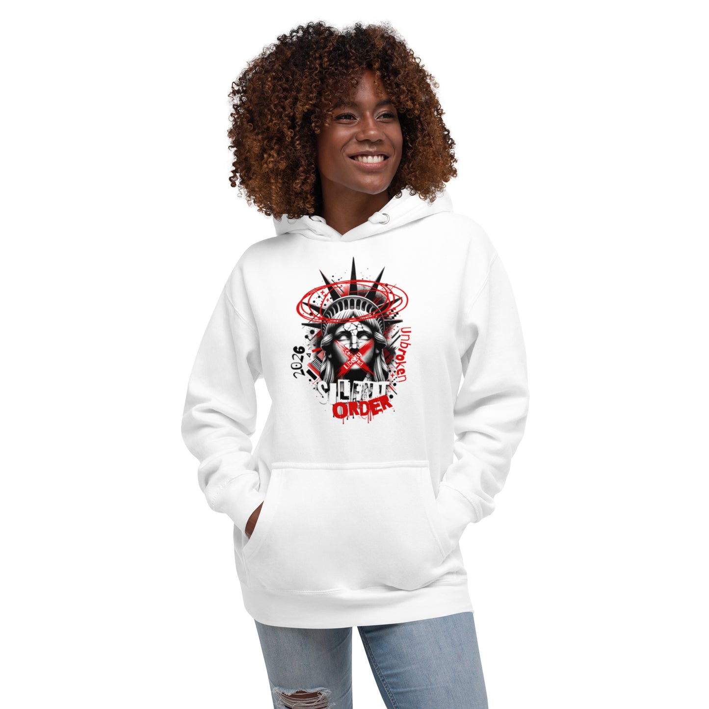 Muted Freedom Limited Edition Premium Luxury Series Front Graphic Pullover Hoodie - Red Logo Series - By Silent Order Apparel Brand - Unisex