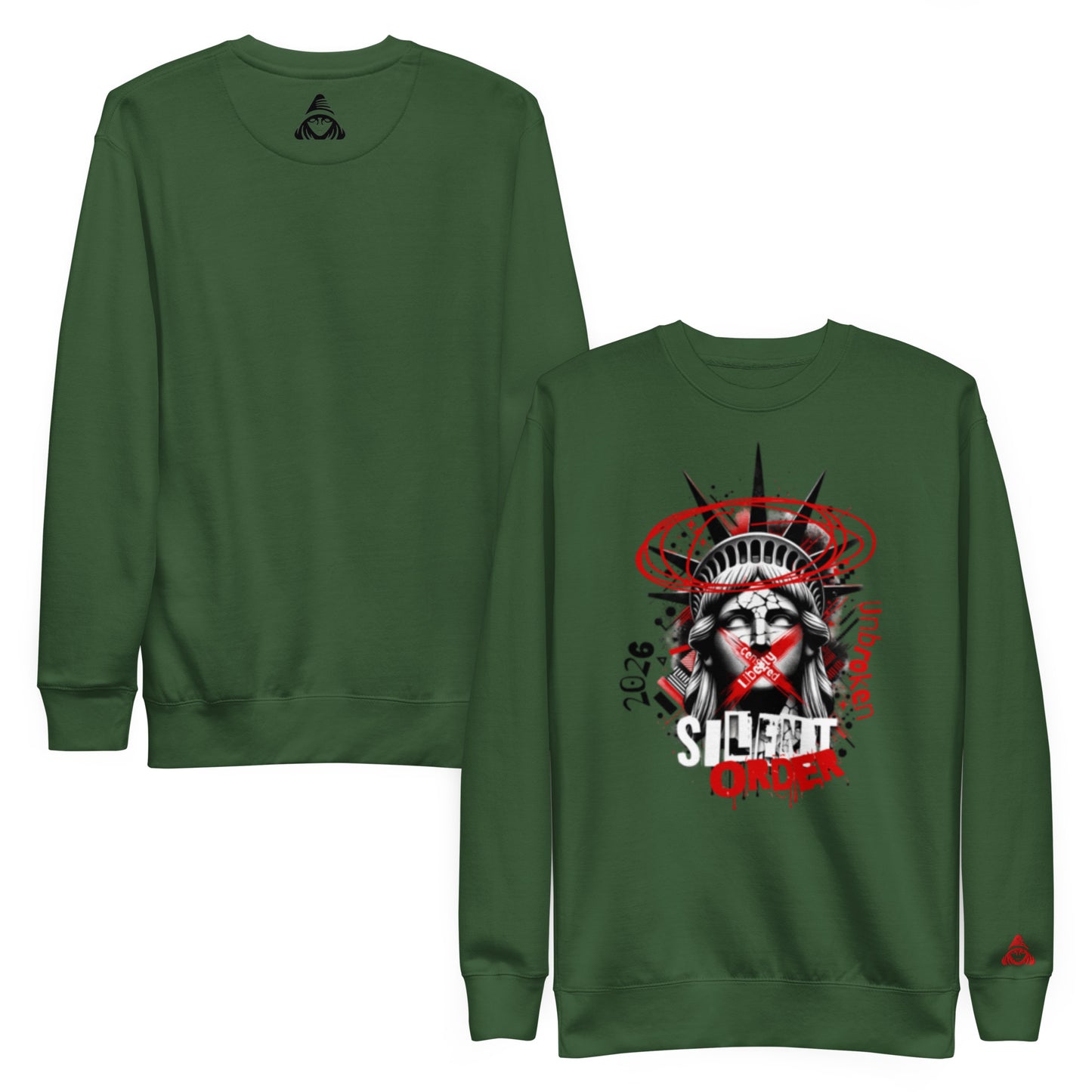 Muted Freedom Limited Edition Premium Luxury Series Front Graphic Sweatshirt - Red Logo Series - By Silent Order Apparel Brand - Unisex