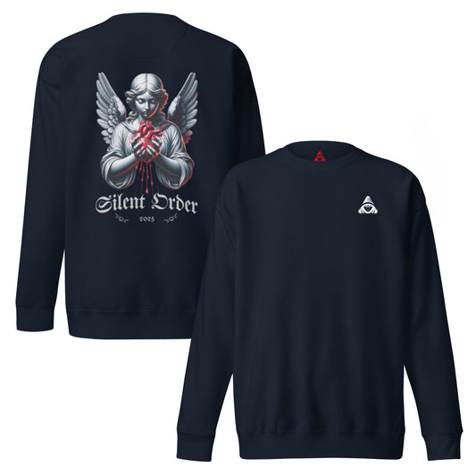 Black long-sleeve shirt with 'Silent Order' design on the back and logo on the chest.