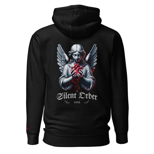 Angel Heart Limited Edition Premium Luxury Series Back Graphic Hoodie Pullover - Red Logo Series - By Silent Order Apparel Brand - Unisex