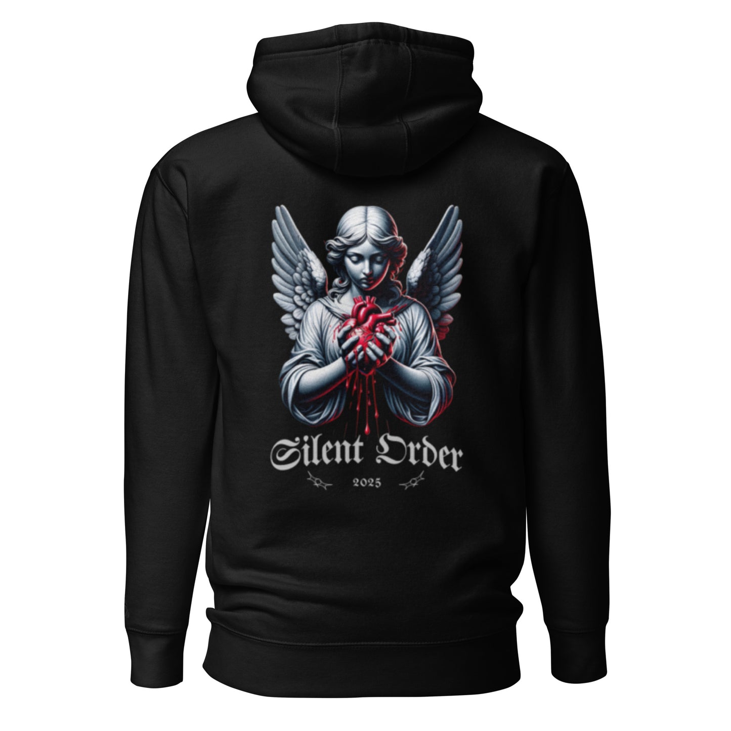 Angel Heart Limited Edition Premium Luxury Series Back Graphic Hoodie Pullover - Black Logo Series - By Silent Order Apparel Brand - Unisex