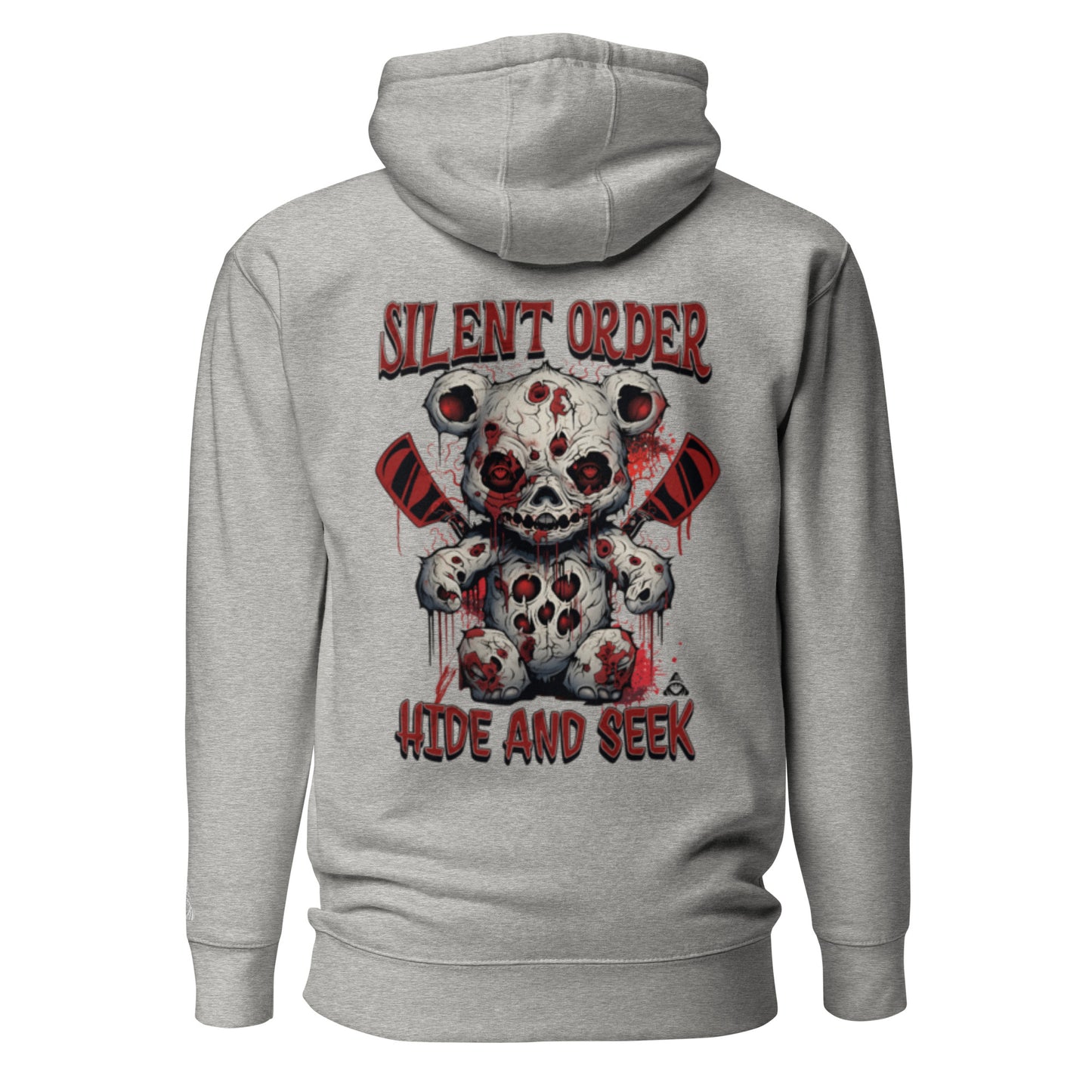 Hide and Seek Limited Edition Premium Luxury Back Graphic Hoodie - White Logo Series - By Silent Order Apparel Brand - Unisex