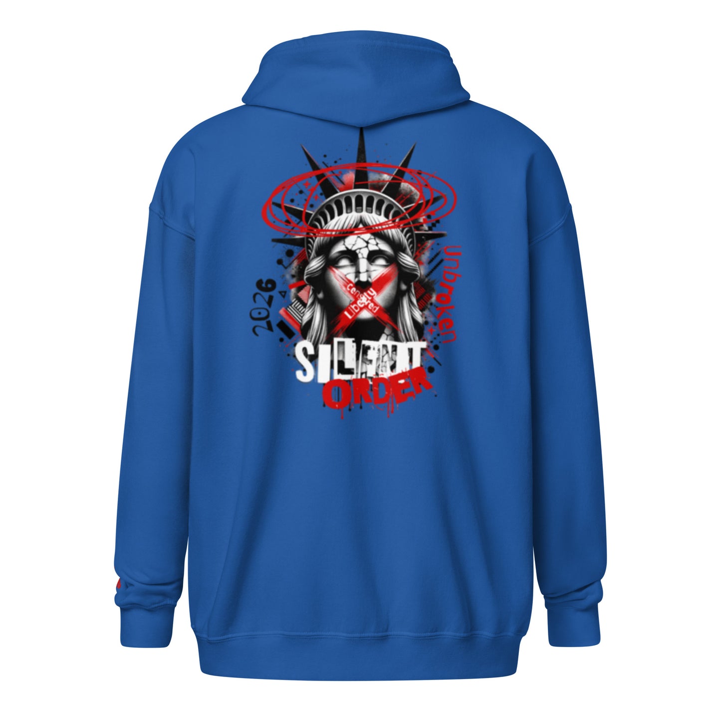 Muted Freedom Limited Edition Premium Luxury Series Graphic Zip Up Hoodie - Red Logo Series - By Silent Order Apparel Brand - Unisex