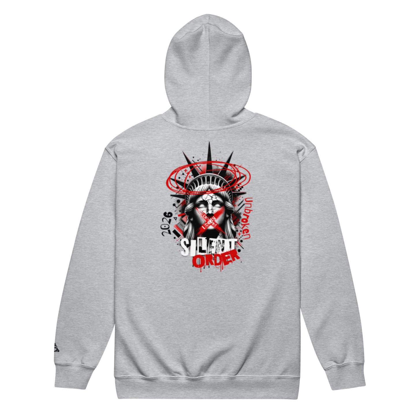 Muted Freedom Limited Edition Premium Luxury Series Graphic Zip Up Hoodie - Black Logo Series - By Silent Order Apparel Brand - Unisex