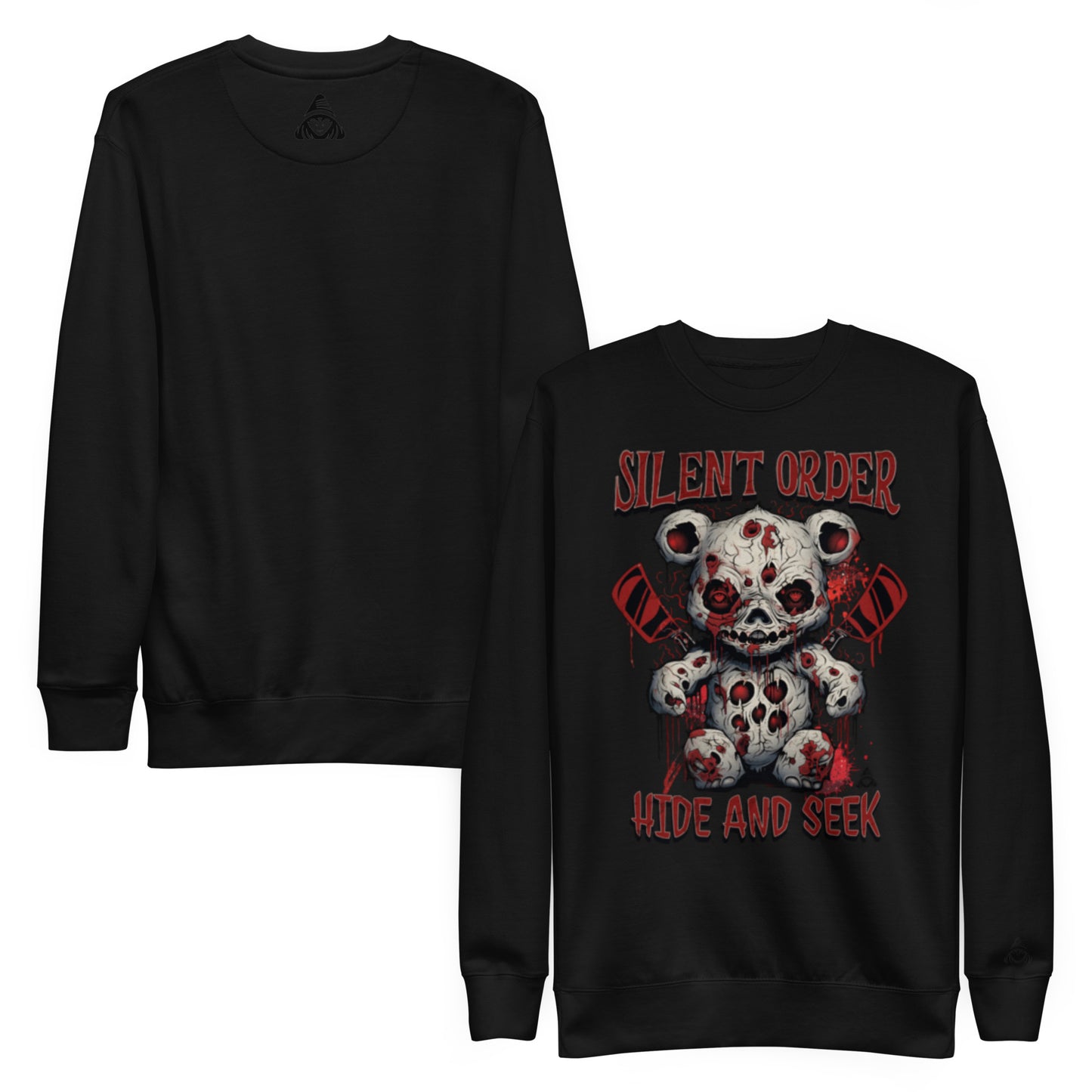 Hide and Seek Limited Edition Premium Luxury Series Front Graphic Sweatshirt - Black Logo Series - By Silent Order Apparel Brand - Unisex