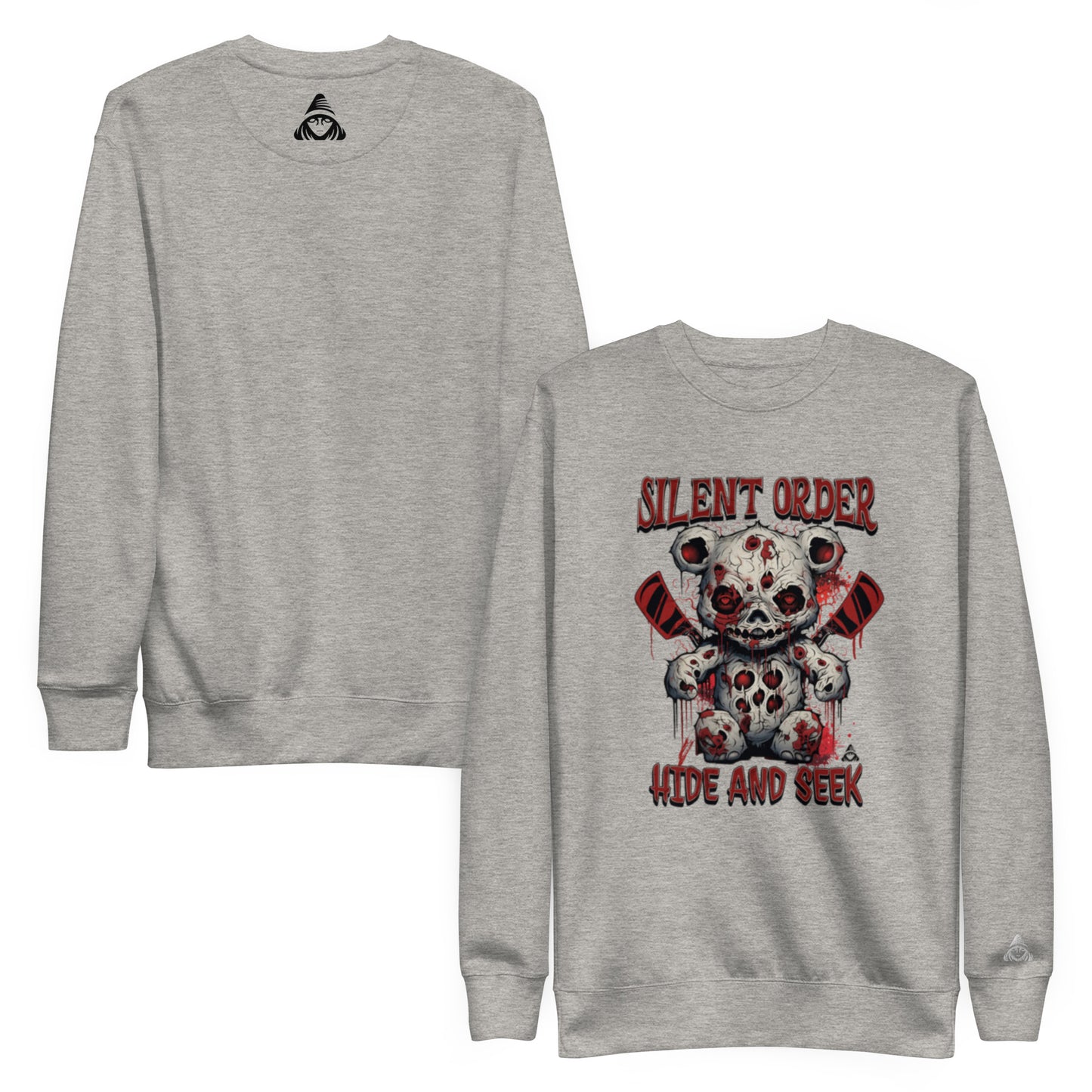 Hide and Seek Limited Edition Premium Luxury Series Front Graphic Sweatshirt - White Logo Series - By Silent Order Apparel Brand - Unisex