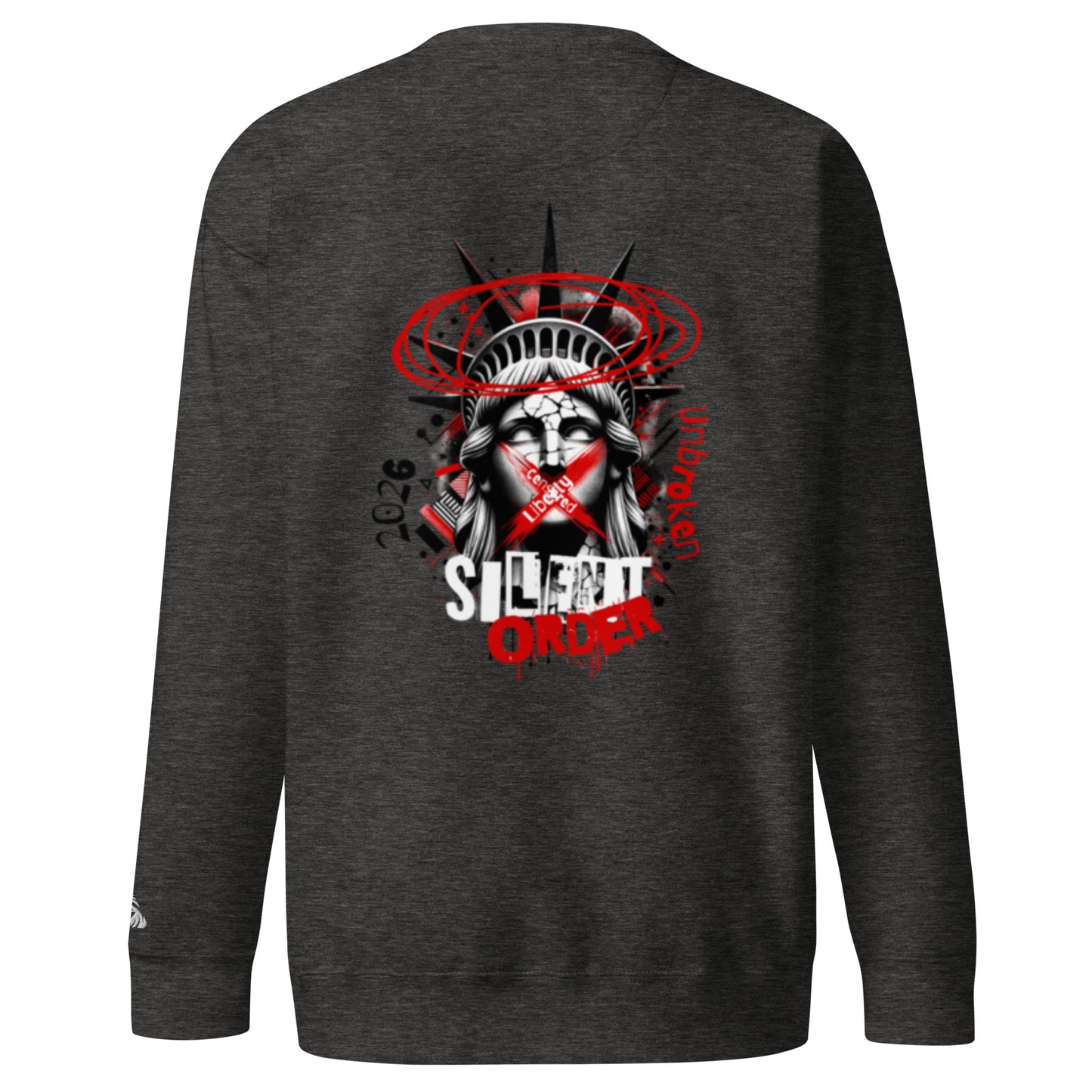 Muted Freedom Limited Edition Premium Luxury Series Back Graphic Sweatshirt - White Logo Series - By Silent Order Apparel Brand - Unisex