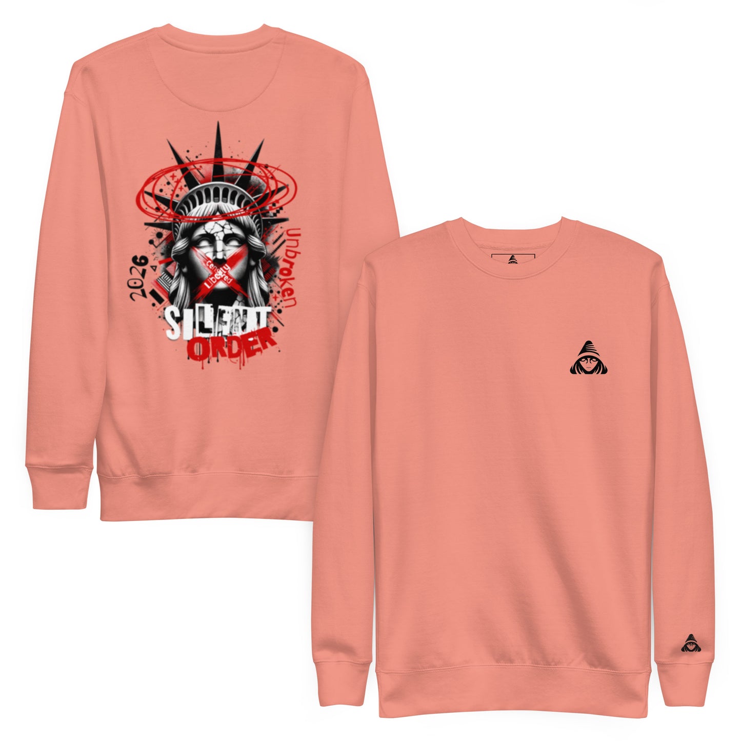 Muted Freedom Limited Edition Premium Luxury Series Back Graphic Sweatshirt - Black Logo Series - By Silent Order Apparel Brand - Unisex