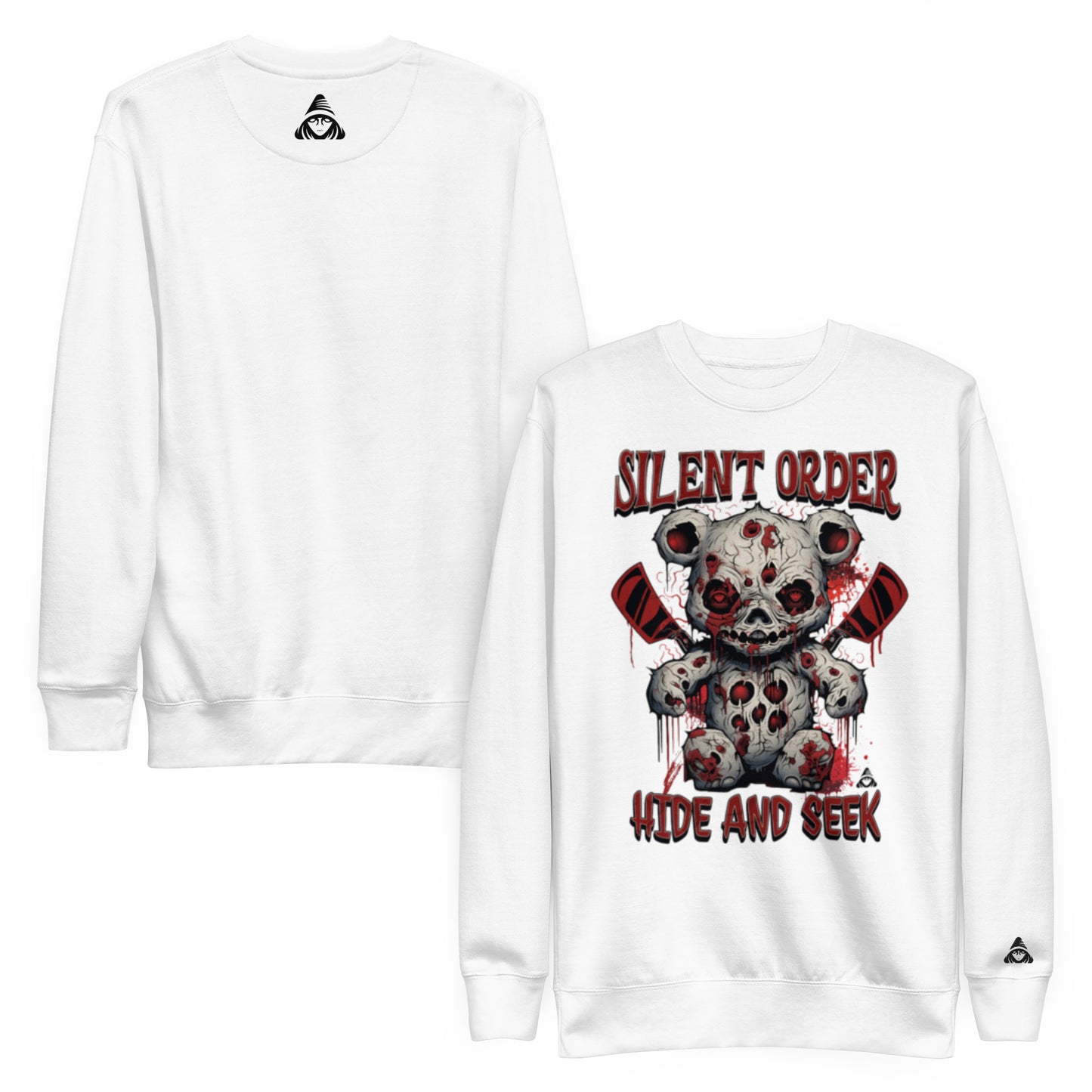Hide and Seek Limited Edition Premium Luxury Series Front Graphic Sweatshirt - Black Logo Series - By Silent Order Apparel Brand - Unisex