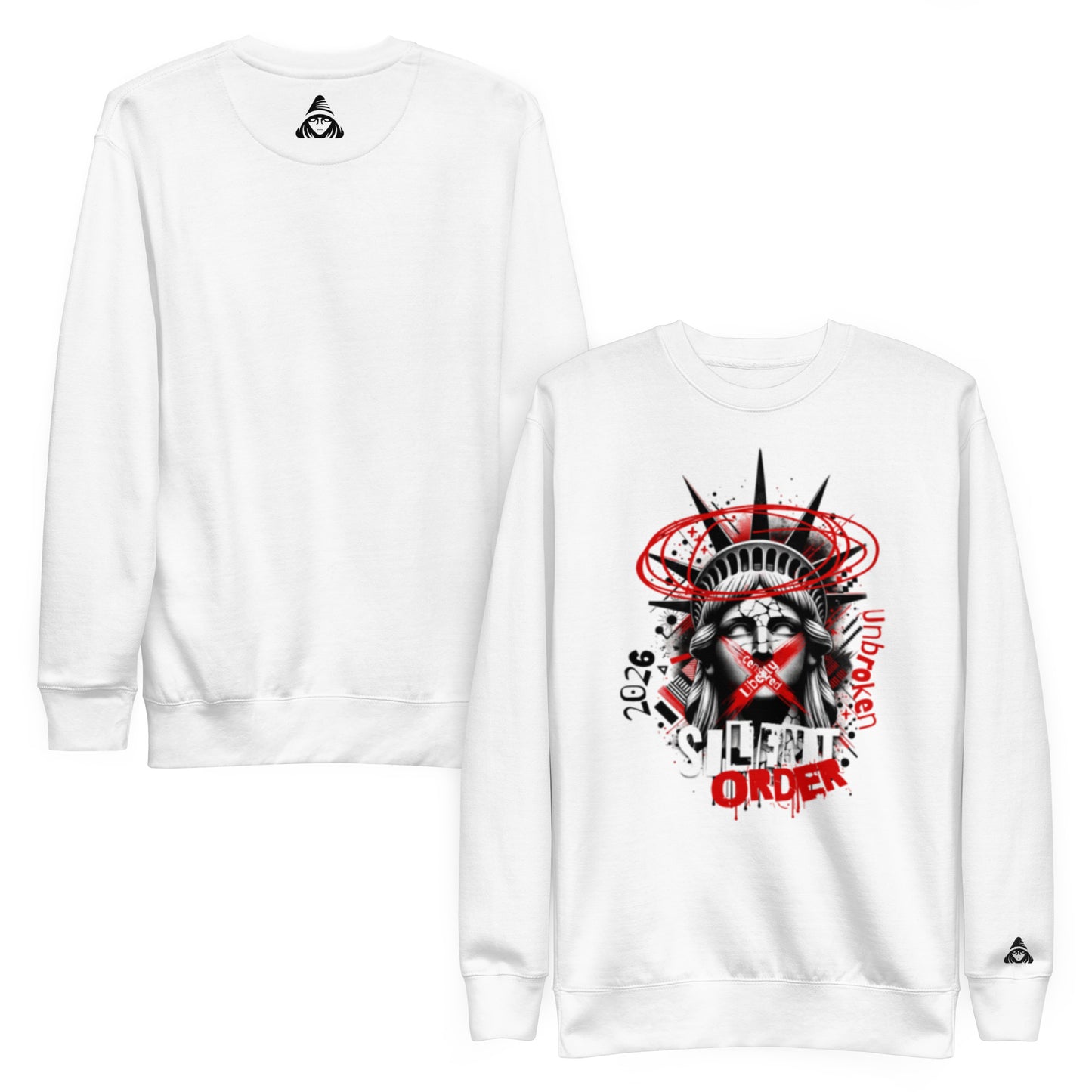 Muted Freedom Limited Edition Premium Luxury Series Front Graphic Sweatshirt - Black Logo Series - By Silent Order Apparel Brand - Unisex